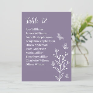 Simple elegant mauve floral seating chart card