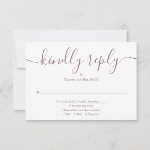 Simple Elegant Mauve Script Meal Choice RSVP Card