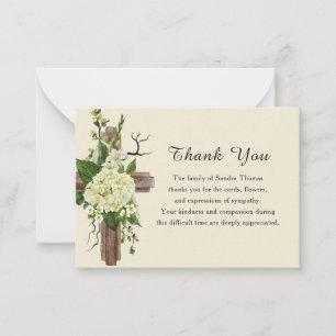 Simple Elegant Memorial Bereavement Floral Cross Card