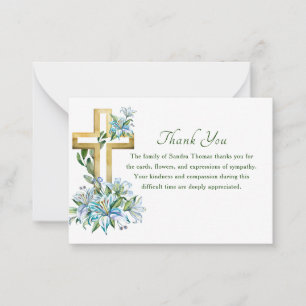 Simple Elegant Memorial Bereavement Floral & Cross Card