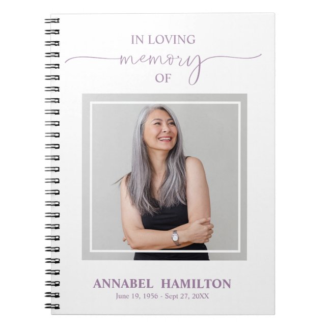 Simple Elegant Memorial Funeral Photo Guest Book (Front)