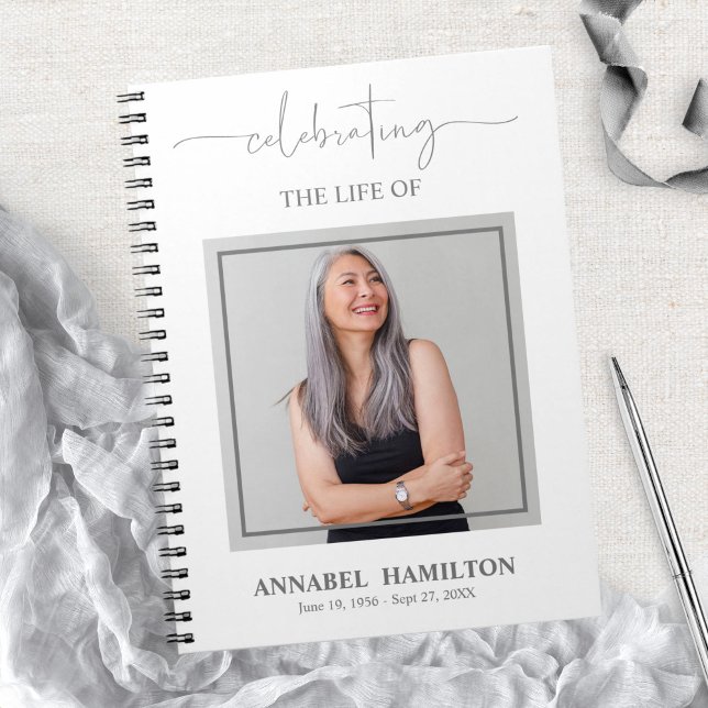 Simple Elegant Memorial Funeral Photo Guest Book (Creator Uploaded)