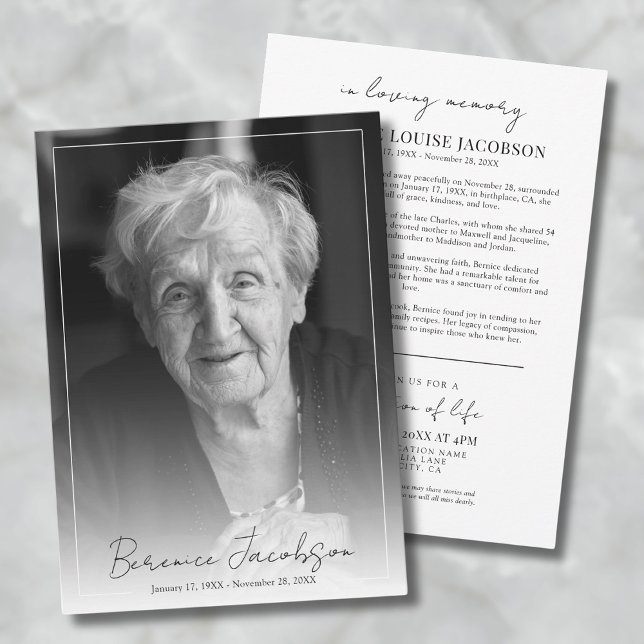 Simple Elegant Memorial Service Funeral Invitation (Simple Elegant Memorial Service Funeral Invitation )