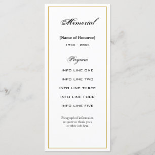 Simple, Elegant Memorial Service Program Card