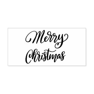 Simple Elegant Merry Christmas Casual Script Rubber Stamp