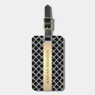 Simple Elegant Metal Gold monogrammed Name  Luggage Tag