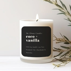 Simple Elegant Minimal Black & White Candle Label