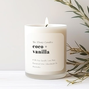 Simple Elegant Minimal Black & White Candle Label