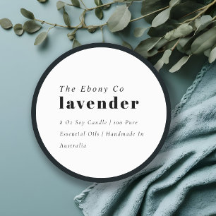 Simple Elegant Minimal Black & White Candle Label