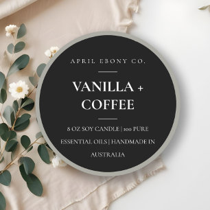 Simple Elegant Minimal Black & White Candle Label