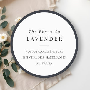 Simple Elegant Minimal Black & White Candle Label