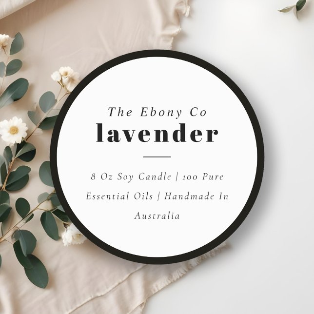 Simple Elegant Minimal Black & White Candle Label (Creator Uploaded)