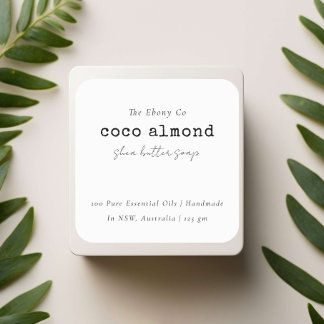 Simple Elegant Minimal Black & White Soap Label