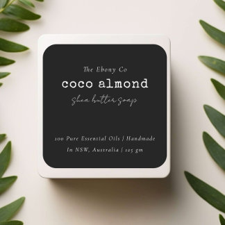 Simple Elegant Minimal Black & White Soap Label