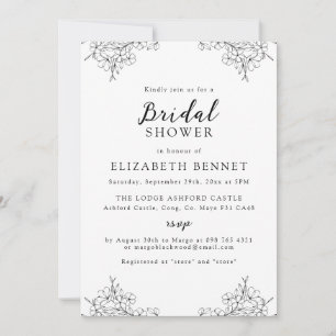 Simple Elegant Minimal Cherry Blossom Bridal  Invitation