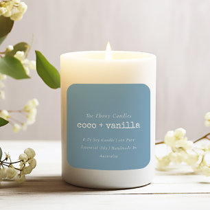 Simple Elegant Minimal Dusky Blue Candle Label