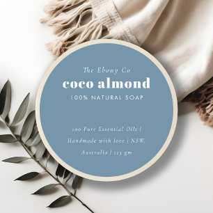 Simple Elegant Minimal Dusky Blue Soap Label