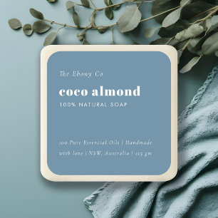 Simple Elegant Minimal Dusky Blue Soap Label
