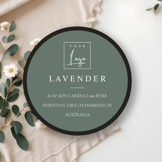 Simple Elegant Minimal Green Logo Candle Label (Creator Uploaded)