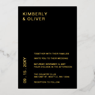 Simple Elegant Minimal Modern Black Wedding Invi