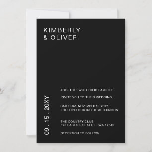 Simple Elegant Minimal Modern Black Wedding Invi Invitation