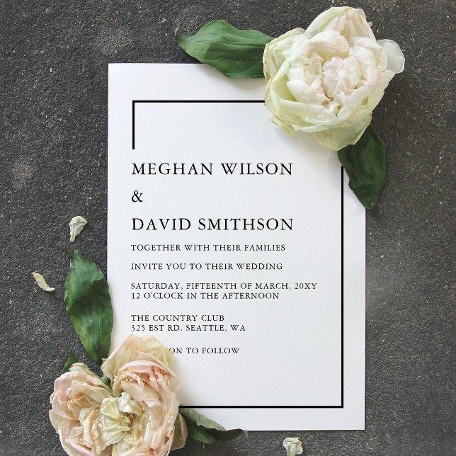 Simple Elegant Minimal Modern Black Wedding   Invitation (Creator Uploaded)