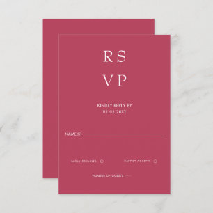 Simple Elegant Minimal Modern Magenta Wedding RSVP Card