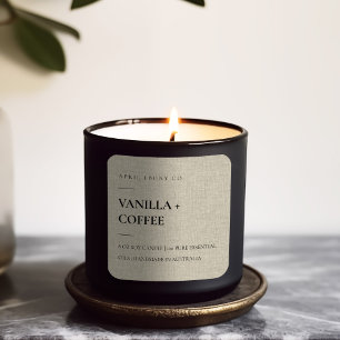 SIMPLE ELEGANT MINIMAL MODERN RUSTIC BEIGE LINEN SQUARE STICKER