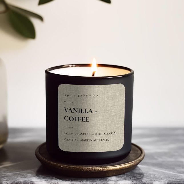 SIMPLE ELEGANT MINIMAL MODERN RUSTIC BEIGE LINEN SQUARE STICKER (Creator Uploaded)