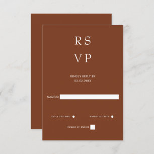  Simple Elegant Minimal Modern Terracotta Wedding  RSVP Card