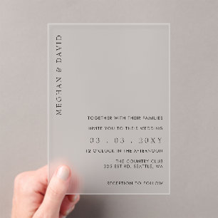 Simple Elegant Minimal Modern Wedding Acrylic Invitations