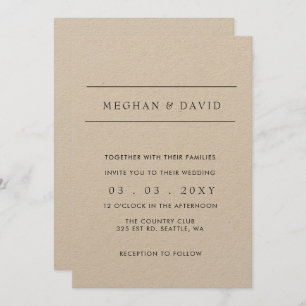 Simple Elegant Minimal Modern Wedding  Invitation