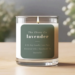 Simple Elegant Minimal Rustic Green Candle Label