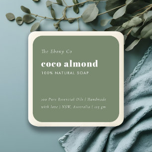 Simple Elegant Minimal Rustic Green Soap Label