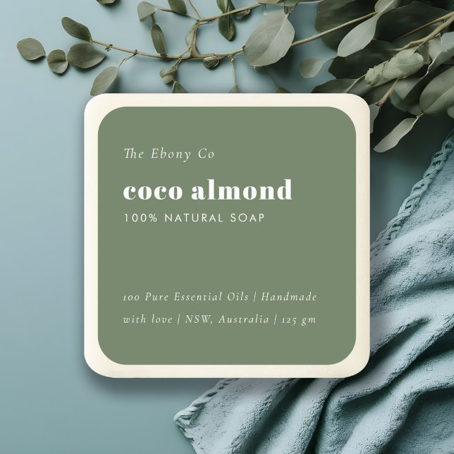 Simple Elegant Minimal Rustic Green Soap Label (Creator Uploaded)