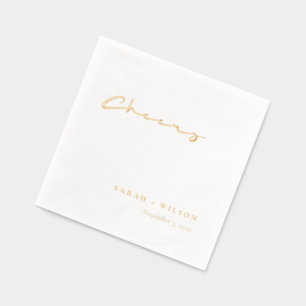 Simple Elegant Minimal Topography Cheers Wedding Foil Napkins
