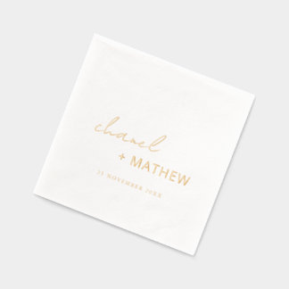 Simple Elegant Minimal Typography Script Wedding Foil Napkins