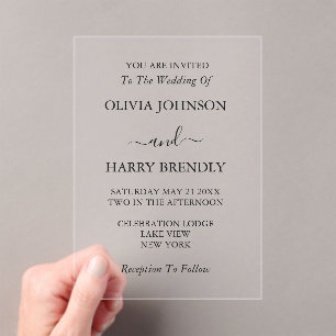 Simple Elegant Minimal Wedding Acrylic Invitations