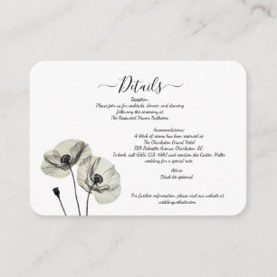 Simple Elegant Minimalism Black and White Poppies Enclosure Card