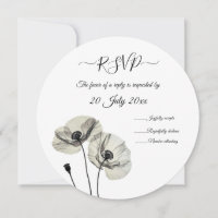 Simple Elegant Minimalism Black and White Poppies