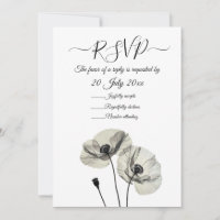 Simple Elegant Minimalism Black and White Poppies