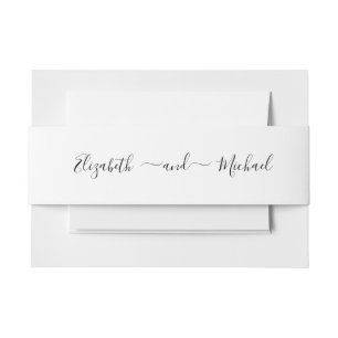 Simple Elegant Minimalism Black and White Poppies  Invitation Belly Band
