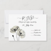 Simple Elegant Minimalism Black and White Poppies 