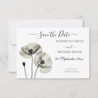 Simple Elegant Minimalism Black and White Poppies