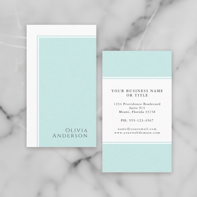 Simple Elegant Minimalist Aqua Colour Block Business Card (Creator Uploaded)