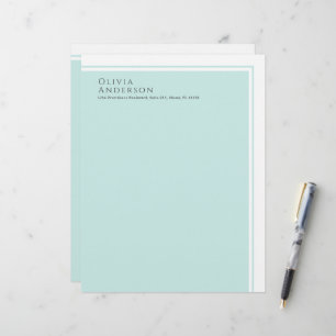 Simple Elegant Minimalist Aqua Colour Block Custom Letterhead