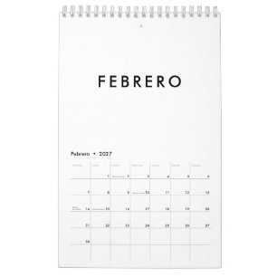 Simple Elegant Minimalist Black and White Spanish Calendar