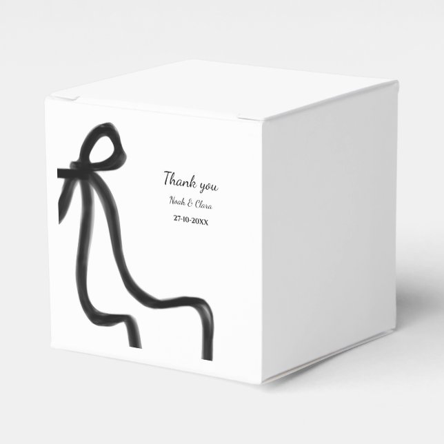 Simple Elegant Minimalist Black Bow Classic Favour Box (Front Side)