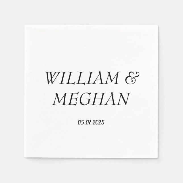 Simple Elegant Minimalist Black Script Wedding Nap Napkin (Front)