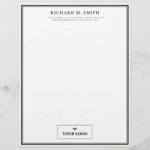 Simple Elegant Minimalist Black White With Logo Custom Letterhead